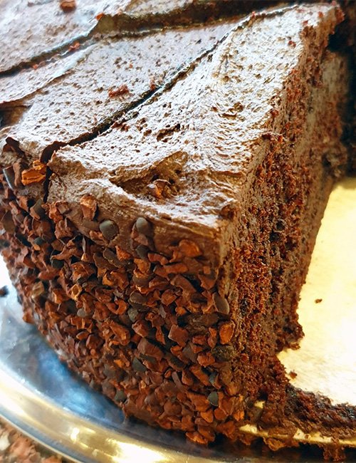 Vegan chocolate fudge cake.